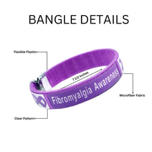 Load image into Gallery viewer, Bulk Purple Ribbon Fibromyalgia Awareness Bangle Bracelets - The Awareness Company