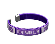 Load image into Gallery viewer, Bulk Adult Size Purple Ribbon Bangle Bracelets - The Awareness Company