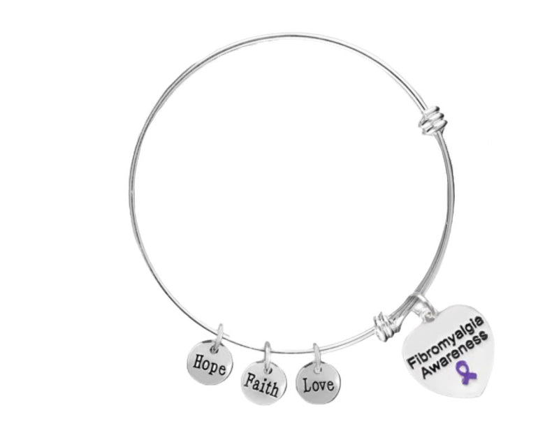 Bulk Fibromyalgia  Retractable Charm Bracelets - The Awareness Company