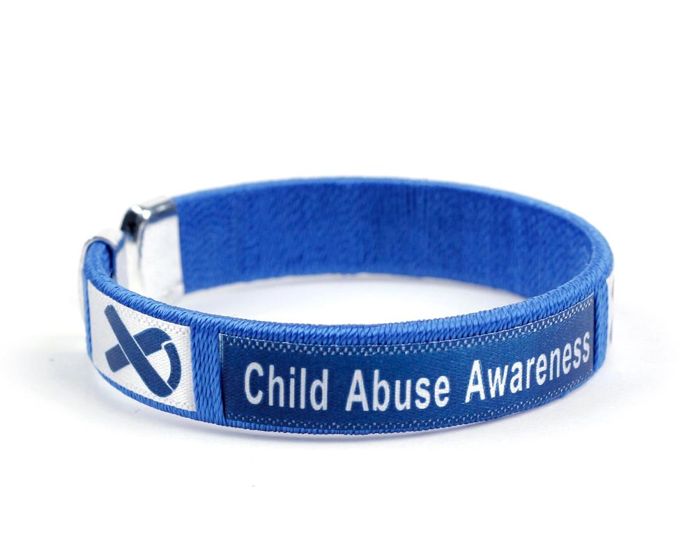 Child Abuse Awareness Bangle Bracelet, Dark Blue Ribbon Jewelry - The Awareness Company