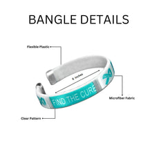 Load image into Gallery viewer, Bulk Child Size Teal Ribbon Cure Bangle Bracelets - The Awareness Company