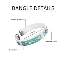 Load image into Gallery viewer, Bulk Child Size Teal Ribbon Bangle Bracelets - The Awareness Company