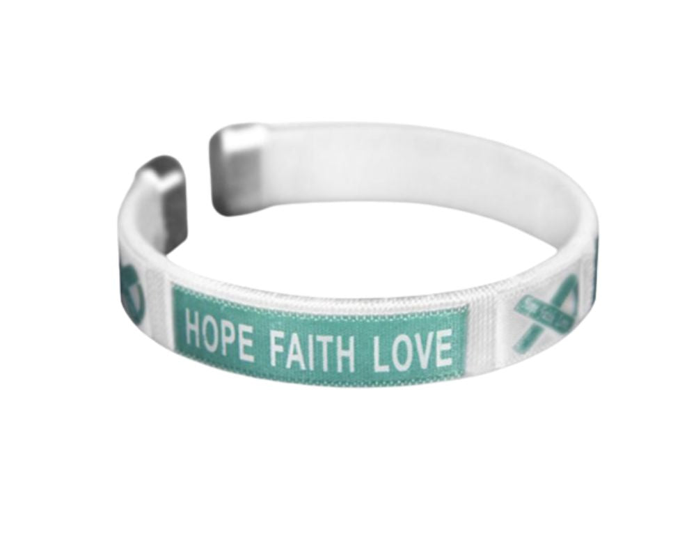 Bulk Child Size Teal Ribbon Bangle Bracelets - The Awareness Company