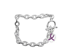 Load image into Gallery viewer, Bulk Crystal Purple Ribbon Charm Chunky Bracelets - The Awareness Company