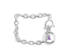 Load image into Gallery viewer, Bulk Purple Ribbon Crohn&#39;s Disease Circle Charm Chunky Bracelets - The Awareness Company