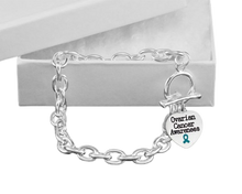 Load image into Gallery viewer, Bulk Teal Ribbon Ovarian Cancer Awareness Chunky Charm Bracelets - The Awareness Company