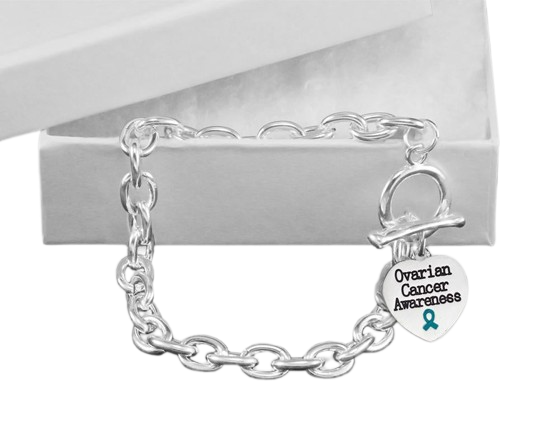 Bulk Teal Ribbon Ovarian Cancer Awareness Chunky Charm Bracelets - The Awareness Company