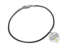 Load image into Gallery viewer, Bulk Lyme Disease Awareness Heart Charm Black Cord Bracelets - The Awareness Company