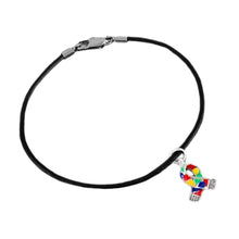 Load image into Gallery viewer, Bulk Autism Awareness Ribbon Leather Cord Bracelets - The Awareness Company