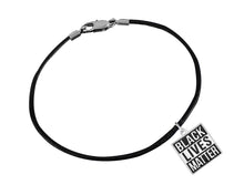 Load image into Gallery viewer, Bulk Black Lives Matter Charm Black Cord Bracelets - The Awareness Company