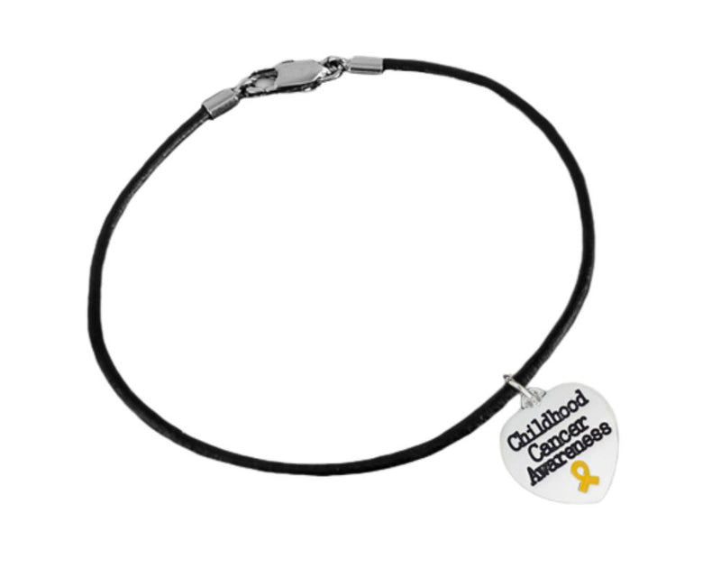 Black Cord Childhood Cancer Awareness Heart Bracelets Bulk - The Awareness Company