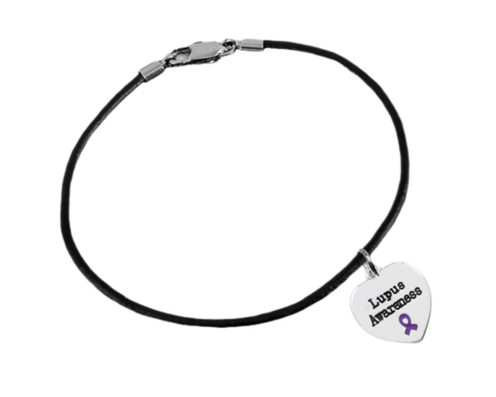 Bulk Lupus Charm Leather Cord Bracelets - The Awareness Company