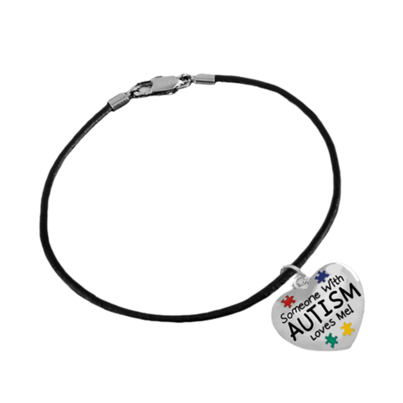 Bulk Someone Loves Me Autism Leather Cord Bracelets - The Awareness Company