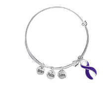 Load image into Gallery viewer, Bulk Large Size Purple Ribbon Retractable Charm Bracelet - The Awareness Company