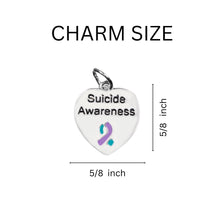 Load image into Gallery viewer, Bulk Suicide Awareness Teal &amp; Purple Ribbon Heart Keychains, Gift - The Awareness Company