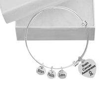 Load image into Gallery viewer, Bulk Brain Cancer Awareness Heart Retractable Charm Bracelets - The Awareness Company