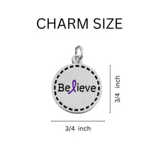 Load image into Gallery viewer, Bulk Round Believe Charm Purple Ribbon Link Style Chunky Bracelets - The Awareness Company