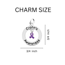 Load image into Gallery viewer, Crohn&#39;s Disease Circle Charms Wholesale, Purple Ribbon Pendants - The Awareness Company