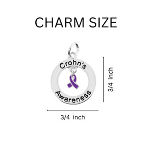 Crohn's Disease Circle Charms Wholesale, Purple Ribbon Pendants - The Awareness Company