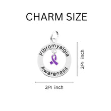Load image into Gallery viewer, Fibromyalgia Circle Charms Wholesale, Bulk Purple Ribbon Pendants - The Awareness Company