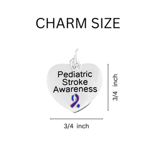 Bulk Blue & Purple Ribbon Pediatric Stroke Charm Partial Beaded Bracelets - The Awareness Company