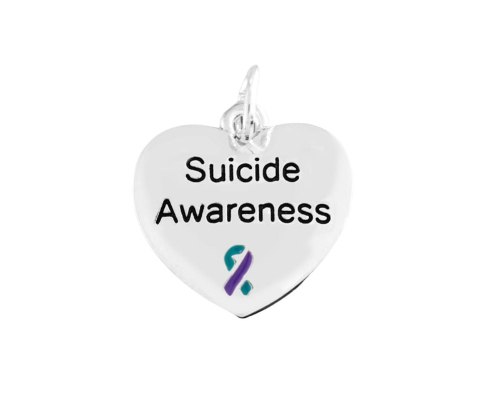 Sexual Assault Awareness Charm, Teal/Purple Ribbon Pendant - The Awareness Company