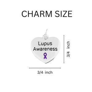 Lupus Awareness Heart Charms Wholesale, Purple Ribbon Pendants - The Awareness Company