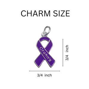 Bulk Purple Ribbon Crohn's Disease Awareness Hanging Charms - The Awareness Company