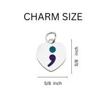 Load image into Gallery viewer, Semicolon Suicide Awareness Heart Charms - The Awareness Company