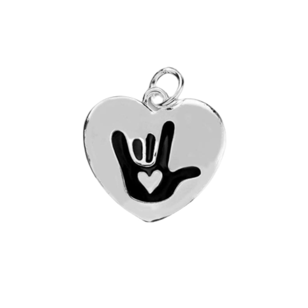 Deaf Symbol Heart Charms - The Awareness Company