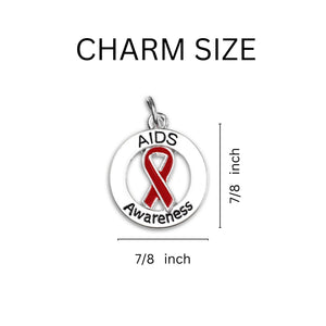 Round AIDS Awareness Keychain, Red Ribbon Jewelry Gift Shop