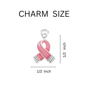 Breast Cancer Awareness Pink Ribbon Retractable Charm Bracelets