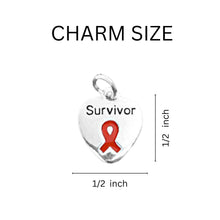 Load image into Gallery viewer, Red Ribbon Survivor Heart Charm Key Chains - The Awareness Company