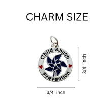 Load image into Gallery viewer, Bulk Dark Blue Pinwheel Charm Child Abuse Prevention Silver Beaded Bracelets - The Awareness Company