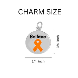 Circle Believe Orange Ribbon Charms Wholesale, Bulk Jewelry Parts - The Awareness Company