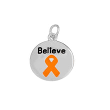 Load image into Gallery viewer, Circle Believe Orange Ribbon Charms Wholesale, Bulk Jewelry Parts - The Awareness Company