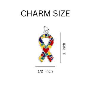 Bulk Autism Ribbon with Red Heart Design Retractable Bracelets - The Awareness Company