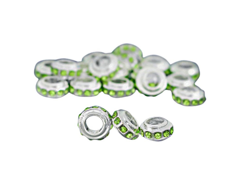 Bulk Crystal Accent Green Ribbon Charms - Light Green - The Awareness Company