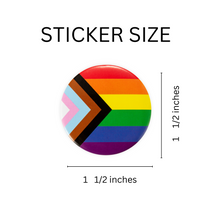 Load image into Gallery viewer, Daniel Quasar &quot;Progress Pride&quot; Circle Stickers (250 Per Roll) - The Awareness Company