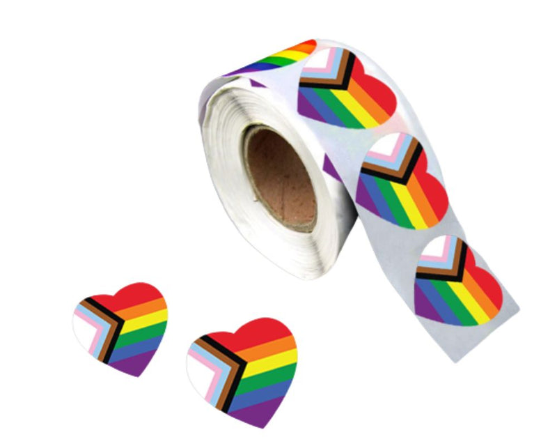 Daniel Quasar "Progress Pride" Heart Stickers, LGBTQ Rainbow Stickers