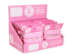Load image into Gallery viewer, Pink Ribbon Breast Cancer Awareness Bracelet Counter Display - The Awareness Company