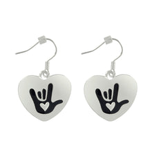 Load image into Gallery viewer, Deaf Sign Language I love You Earrings, Deafness Symbol Jewelry