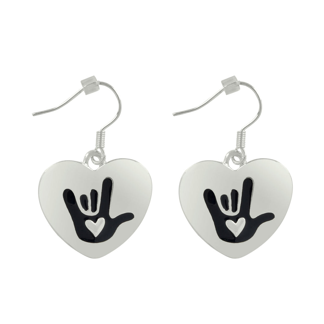 Deaf Sign Language I love You Earrings, Deafness Symbol Jewelry