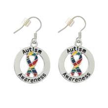 Load image into Gallery viewer, Bulk Autism Awareness Round Charm Hanging Earrings - The Awareness Company