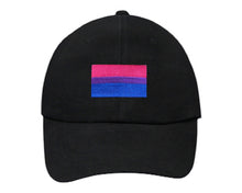 Load image into Gallery viewer, Bisexual Embroidered Rectangle Flag Hats in Black - The Awareness Company