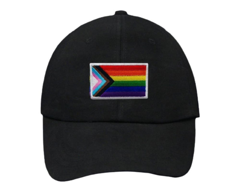 Daniel Quasar Progress Pride Flag Hats in Black, Bulk LGBTQ Baseball Hats