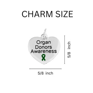 Bulk Organ Donors Green Ribbon Heart Hanging Charms - The Awareness Company