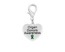 Load image into Gallery viewer, Bulk Organ Donors Green Ribbon Heart Hanging Charms - The Awareness Company