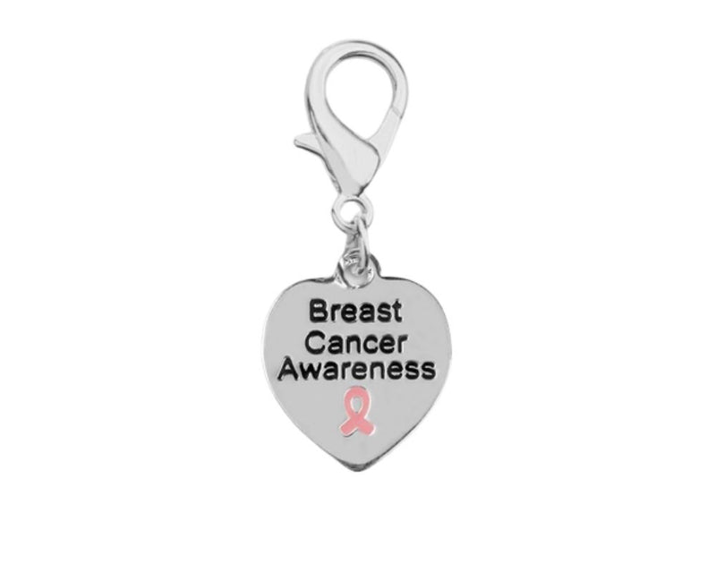 Bulk Heart Shaped Breast Cancer Awareness Hanging Charms - The Awareness Company