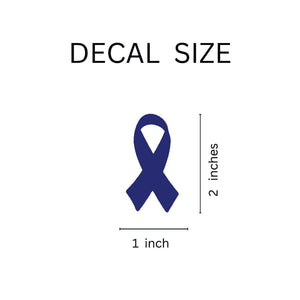 Dark Blue Ribbon Decals for Child Abuse, Colon Cancer Awareness